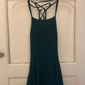 Lace-Up Forest Green Dress